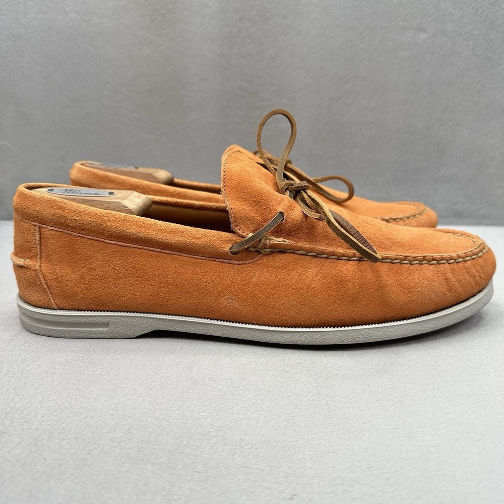 Peter Millar Excursionist Mens Size 11.5 (M) Boat Shoes Papaya Suede Slip-On EUC